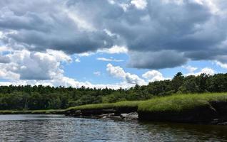 Very Thick Clouds Over a Tidal Marsh Land photo