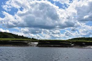 White Clouds Over a Lush Marsh Landscape photo