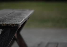 The shabby patio wooden furniture in the garden photo