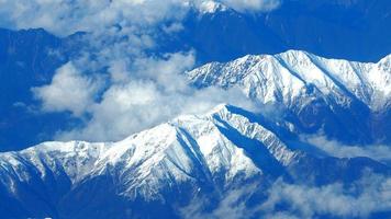 Top view angle images of snow hills around Fuji mountain photo