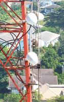 Telecommunication tower closeup. photo
