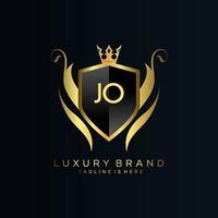 JO Letter Initial with Royal Template.elegant with crown logo vector, Creative Lettering Logo Vector Illustration.