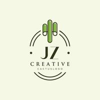 jz letra inicial vector de logotipo de cactus verde