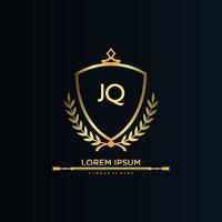 JQ Letter Initial with Royal Template.elegant with crown logo vector, Creative Lettering Logo Vector Illustration.