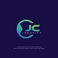 JC Initial letter circular line logo template vector with gradient color blend