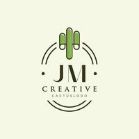 JM Initial letter green cactus logo vector