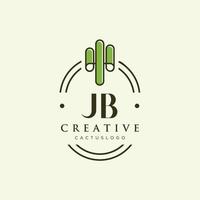 JB Initial letter green cactus logo vector