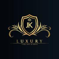 JK Letter Initial with Royal Template.elegant with crown logo vector, Creative Lettering Logo Vector Illustration.