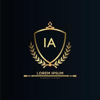 IA Letter Initial with Royal Template.elegant with crown logo vector, Creative Lettering Logo Vector Illustration.