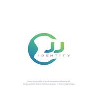 JJ Initial letter circular line logo template vector with gradient color blend