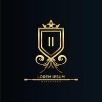 II Letter Initial with Royal Template.elegant with crown logo vector, Creative Lettering Logo Vector Illustration.