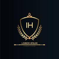 IH Letter Initial with Royal Template.elegant with crown logo vector, Creative Lettering Logo Vector Illustration.