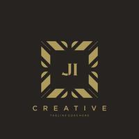 JI initial letter luxury ornament monogram logo template vector