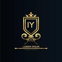 IY Letter Initial with Royal Template.elegant with crown logo vector, Creative Lettering Logo Vector Illustration.