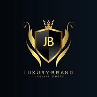 JB Letter Initial with Royal Template.elegant with crown logo vector, Creative Lettering Logo Vector Illustration.