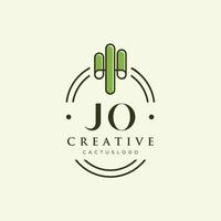 JO Initial letter green cactus logo vector