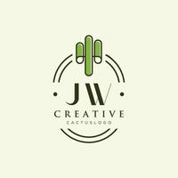 jw letra inicial vector de logotipo de cactus verde