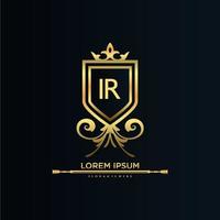 IR Letter Initial with Royal Template.elegant with crown logo vector, Creative Lettering Logo Vector Illustration.