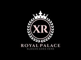 Letter XR Antique royal luxury victorian logo with ornamental frame. vector