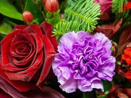 Bouquet of different flowers.   Beautiful flowers. Floristics photo