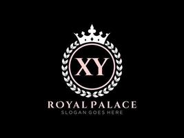 Letter XY Antique royal luxury victorian logo with ornamental frame. vector