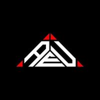 AEU letter logo creative design with vector graphic, AEU simple and modern logo in triangle shape.