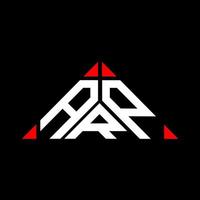diseño creativo del logotipo de la letra arp con gráfico vectorial, logotipo simple y moderno de arp en forma de triángulo. vector