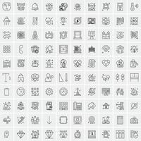 conjunto de 100 iconos de línea de negocios creativos vector