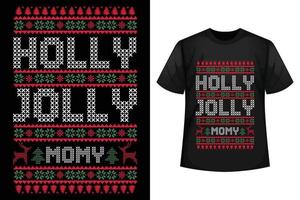 Holly Jolly momy - Christmas t-shirt design template vector