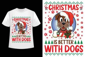la navidad es mejor con perros - plantilla de diseño de camiseta de navidad vector