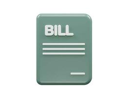 Bill invoice icon 3d render vector