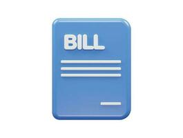 Bill invoice icon 3d render vector