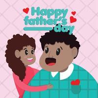 Happy fathers day card Man and girl Vector illustration