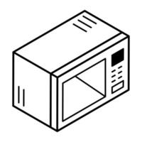 An editable outline icon of oven, isometric style vector