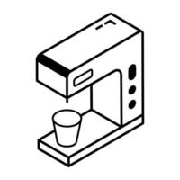 Coffee machine outline isometric icon vector