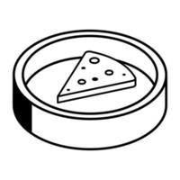 A premium line isometric icon of cheese slice vector