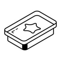 An outline isometric icon of baking mold vector