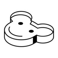 An outline isometric icon of cake vector