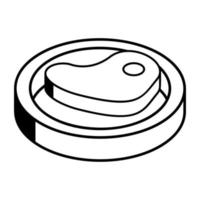 An outline isometric icon of baking mold vector