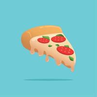 pizza aislada con queso y pepperoni comida rápida ilustración vectorial vector