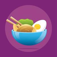 Isolated colored ramen bowl icon Fast food menu Vector illustration