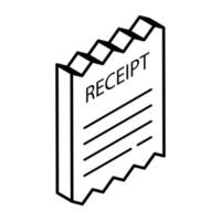 Receipt outline isometric icon is up for premium use vector