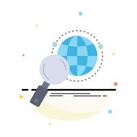 global globe magnifier research world Flat Color Icon Vector