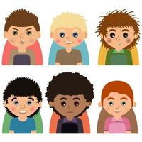 Vector Male man character faces avatars. Set of people icons with faces. Cartoon style faces avatars of man. Isolated vector characters.