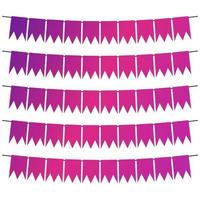 Colorful flags and bunting garlands for decoration. Decor elements with various patterns. Vector illustration