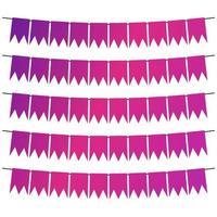 Colorful flags and bunting garlands for decoration. Decor elements with various patterns. Vector illustration