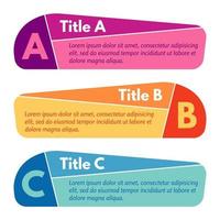 Set of three horizontal colorful options banners. Step by step infographic design template. Vector illustration