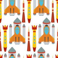 Seamless pattern with space rocket. Vector illustration.