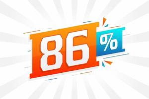 86 discount marketing banner promotion. 86 percent sales promotional design. vector