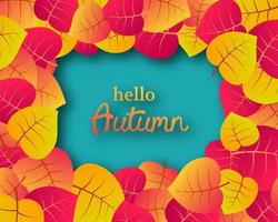 Autumn background with autumn yellow leaves and place for text. Design for fall season banner or poster. Vector illustration